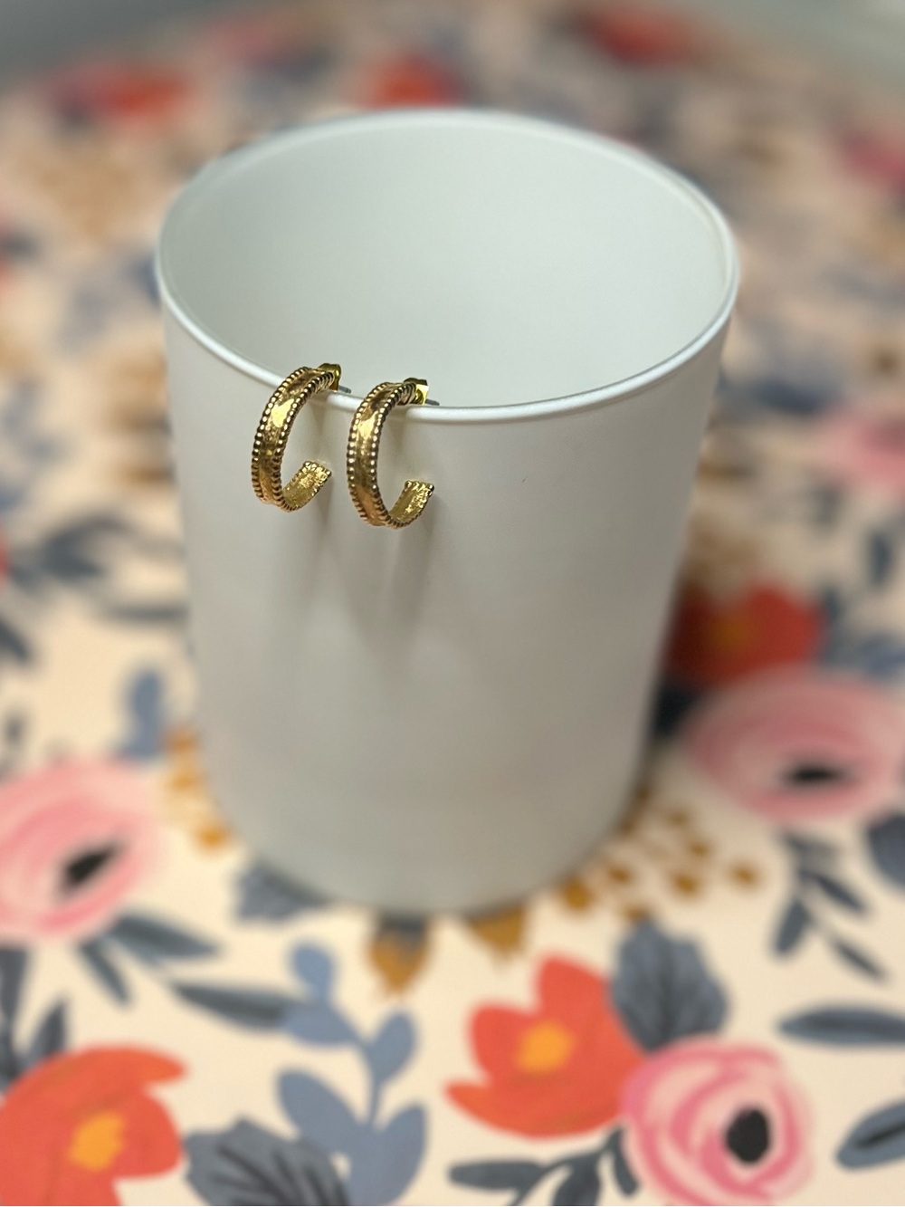 Sezane “Judy” Gold Textured Mini Hoop Earrings